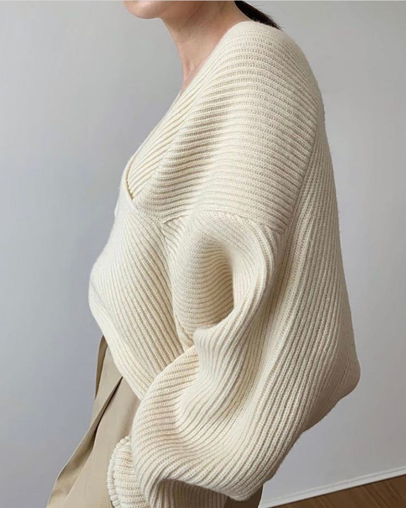 Matior™ | Chic Cross-Wrap Knit Sweater