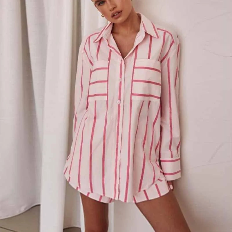 Matior™ | Striped Luxe Loungewear Two Piece Set