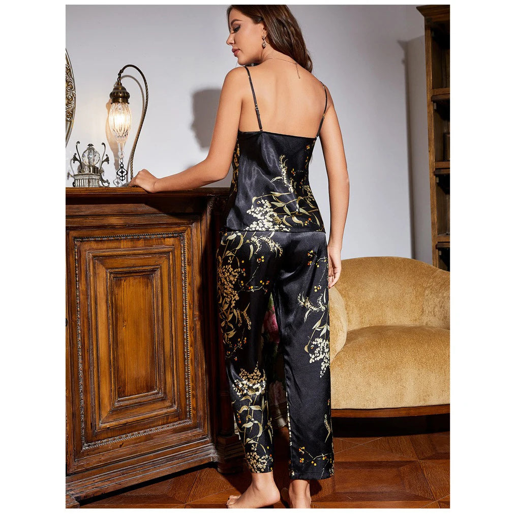 Matior™ | Elegant Silk Floral Two Piece Set